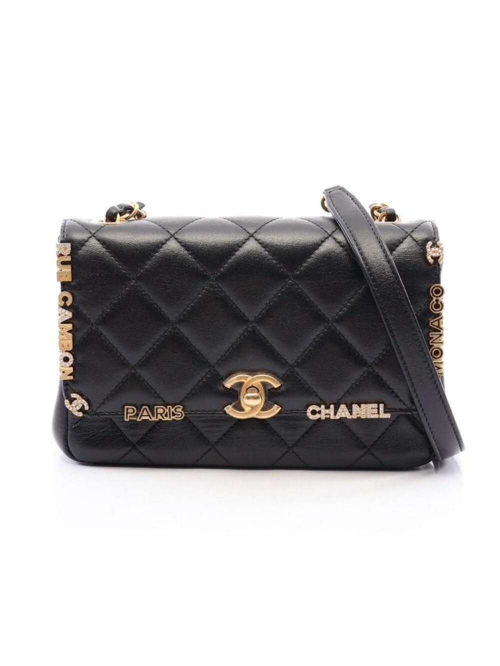 Chanel Shoulder Bag Mini Flap Quilted Black Lambskin Small Chain